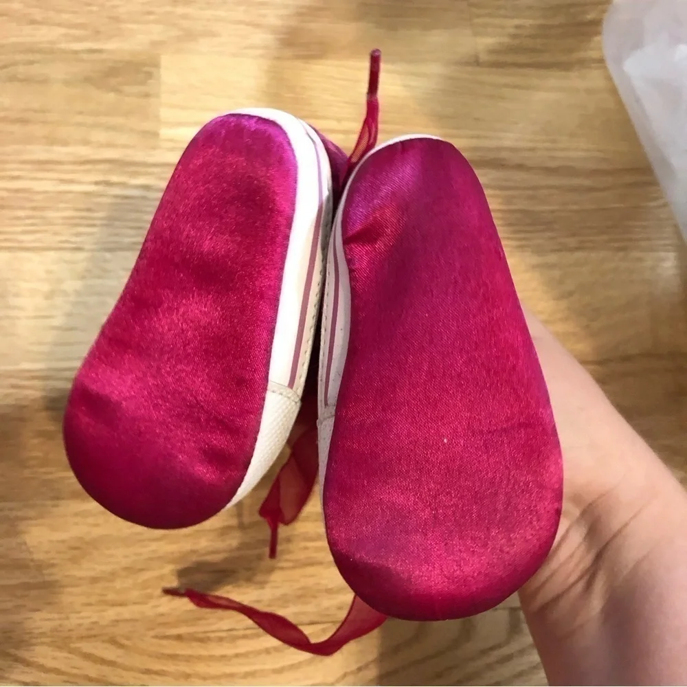Girls Baby Shoe Bundle Velour Velvet Knit Red Pink Bear 6-9 mos